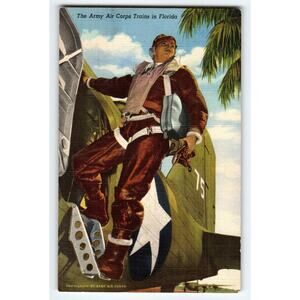 Vintage Linen Postcard Army Air Corps Training Florida WWII Era